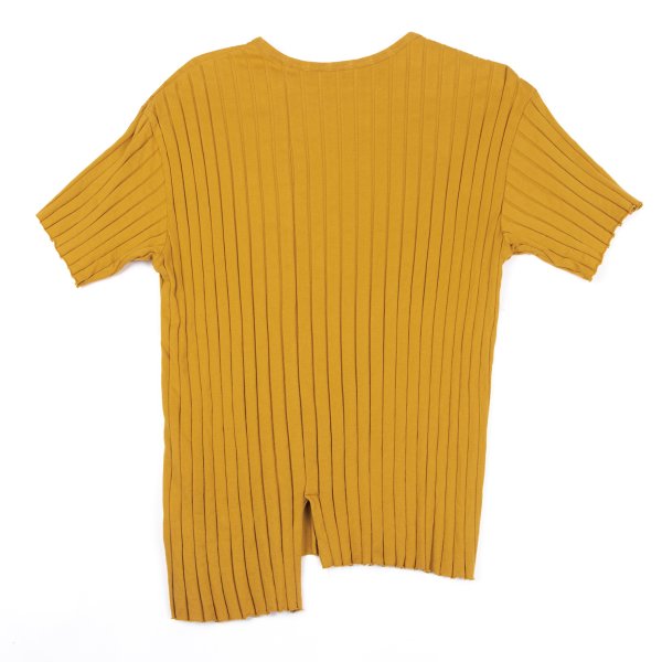 Y's 21SS Cotton Stripe Weave T-Shirt Yellow Size 2