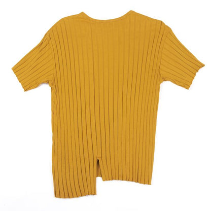 Y's 21SS Cotton Stripe Weave T-Shirt Yellow Size 2