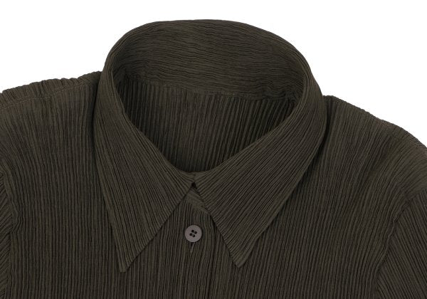 ISSEY MIYAKE Crepe Pleats Long Sleeve Shirt Green Size M