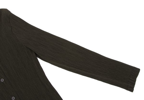 ISSEY MIYAKE Crepe Pleats Long Sleeve Shirt Green Size M