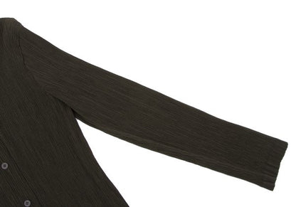 ISSEY MIYAKE Crepe Pleats Long Sleeve Shirt Green Size M