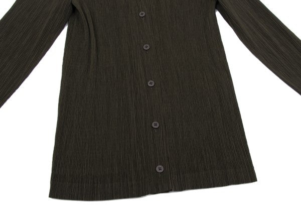 ISSEY MIYAKE Crepe Pleats Long Sleeve Shirt Green Size M