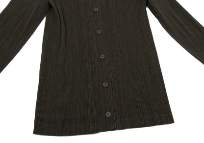 ISSEY MIYAKE Crepe Pleats Long Sleeve Shirt Green Size M