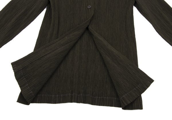 ISSEY MIYAKE Crepe Pleats Long Sleeve Shirt Green Size M