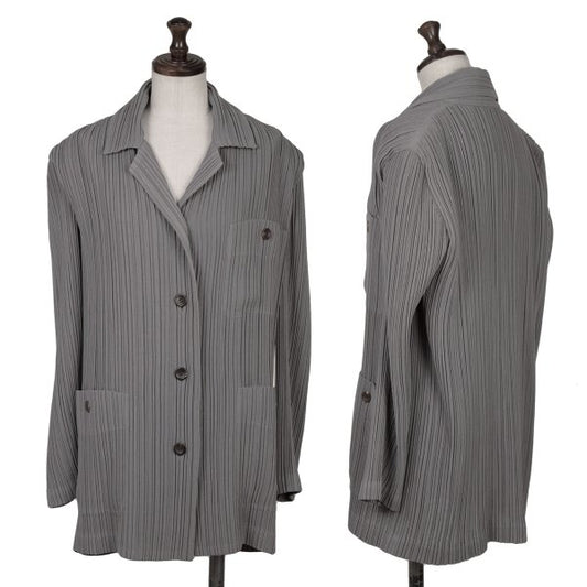 ISSEY MIYAKE WHITE LABEL Pleated Patch Jacket Gray Size 2