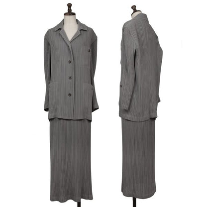 ISSEY MIYAKE WHITE LABEL Pleated Long Skirt Gray Size 2