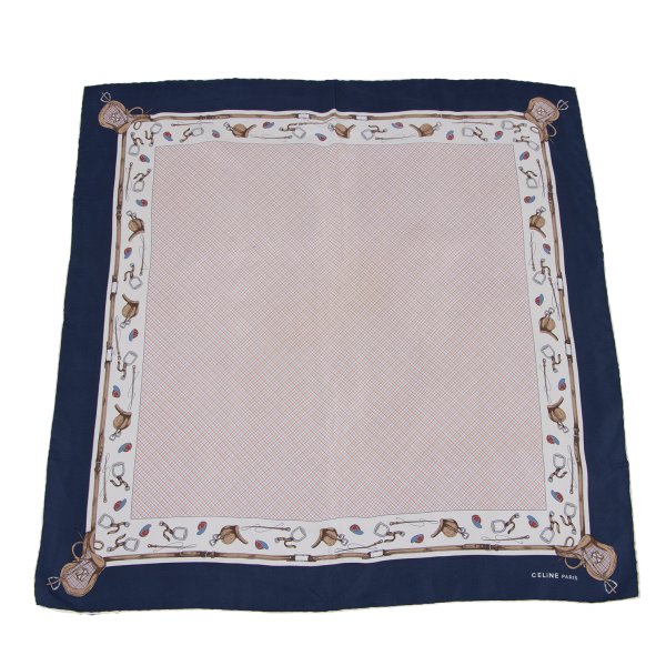 CELINE Belt Print Silk Scarf Blue
