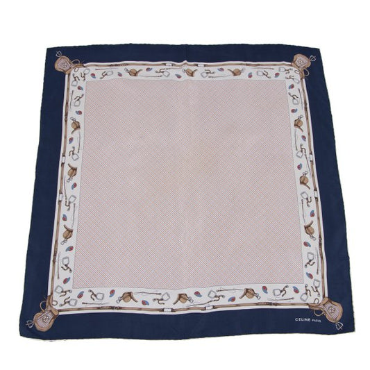 CELINE Belt Print Silk Scarf Blue