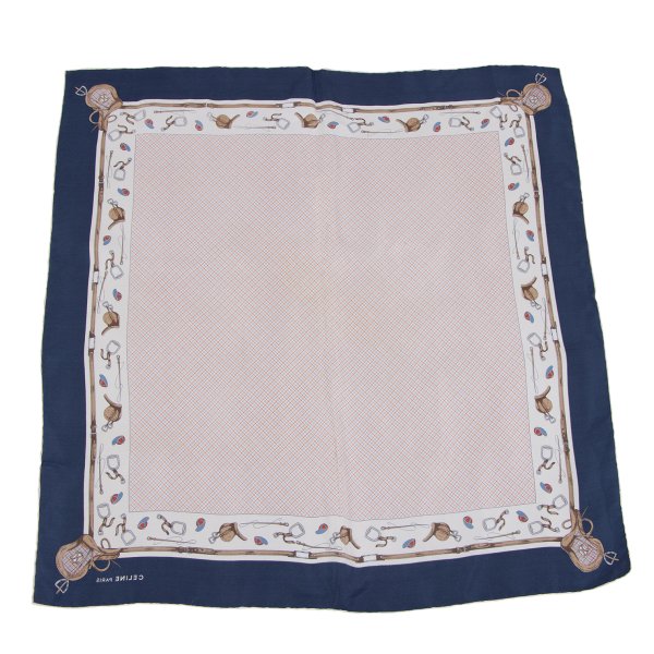 CELINE Belt Print Silk Scarf Blue
