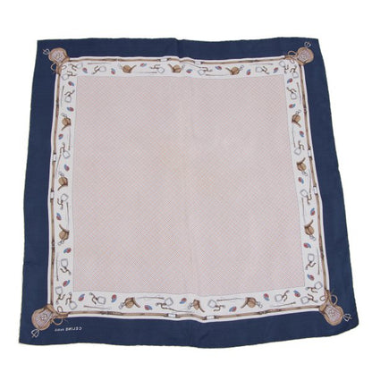CELINE Belt Print Silk Scarf Blue
