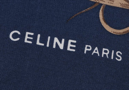 CELINE Belt Print Silk Scarf Blue