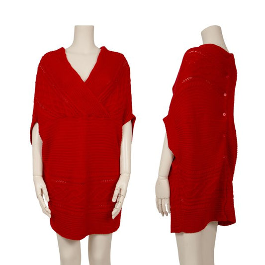 ATSURO TAYAMA Irregular Back Open Cable Sweater Red Size 38