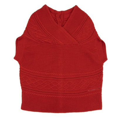 ATSURO TAYAMA Irregular Back Open Cable Sweater Red Size 38