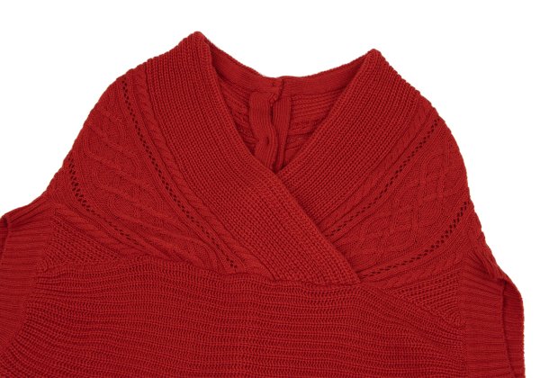 ATSURO TAYAMA Irregular Back Open Cable Sweater Red Size 38