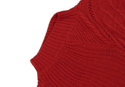 ATSURO TAYAMA Irregular Back Open Cable Sweater Red Size 38