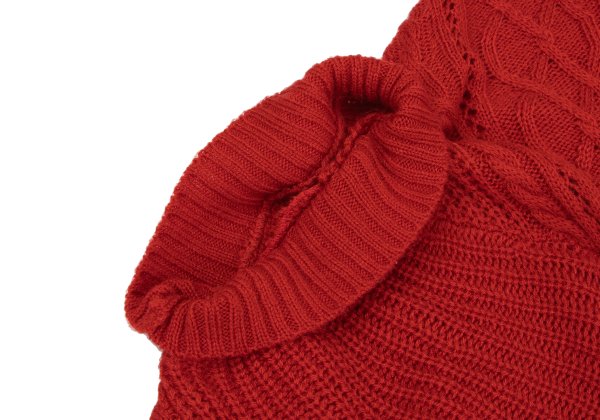 ATSURO TAYAMA Irregular Back Open Cable Sweater Red Size 38