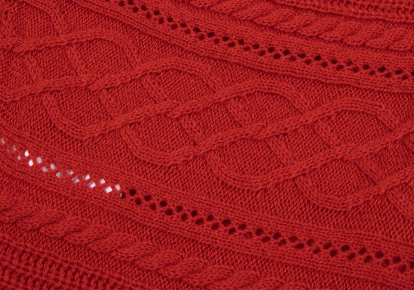 ATSURO TAYAMA Irregular Back Open Cable Sweater Red Size 38