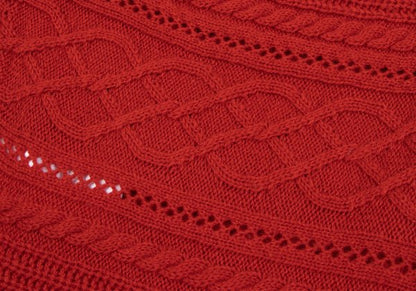 ATSURO TAYAMA Irregular Back Open Cable Sweater Red Size 38