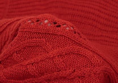 ATSURO TAYAMA Irregular Back Open Cable Sweater Red Size 38