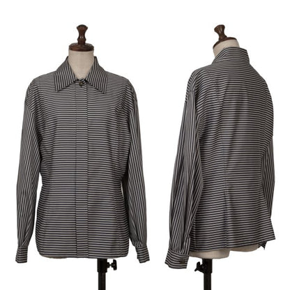 Christian Dior Cotton Striped Long Navy Off-White Shirt Size M