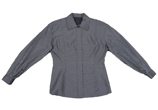 Christian Dior Cotton Striped Long Navy Off-White Shirt Size M