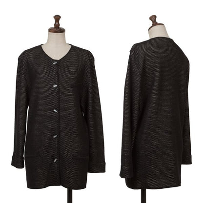 Christian Dior Wool Rayon Design Weave Cardigan Black Size M