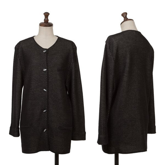 Christian Dior Wool Rayon Design Weave Cardigan Black Size M