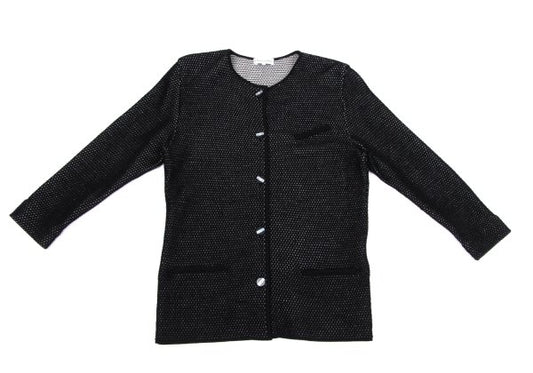 Christian Dior Wool Rayon Design Weave Cardigan Black Size M