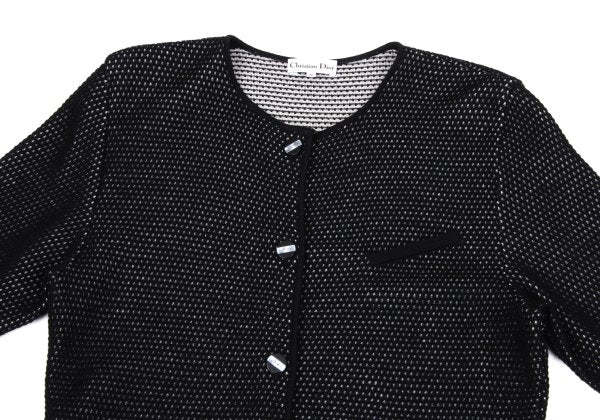 Christian Dior Wool Rayon Design Weave Cardigan Black Size M