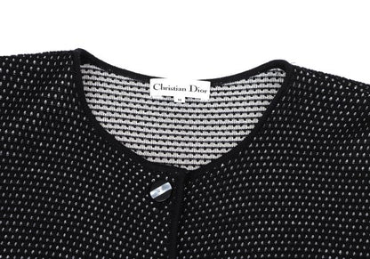 Christian Dior Wool Rayon Design Weave Cardigan Black Size M