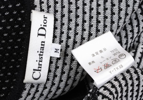 Christian Dior Wool Rayon Design Weave Cardigan Black Size M