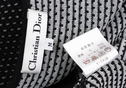 Christian Dior Wool Rayon Design Weave Cardigan Black Size M