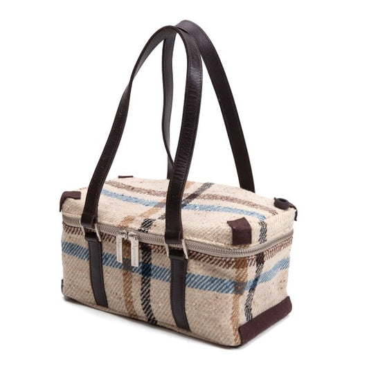 Aquascutum Leather Handle Check Bag Beige