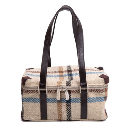 Aquascutum Leather Handle Check Bag Beige