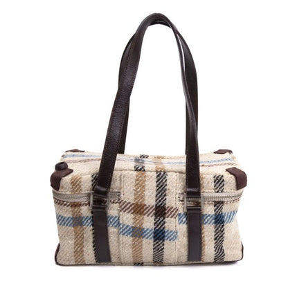 Aquascutum Leather Handle Check Bag Beige