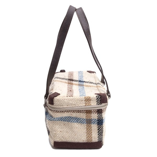Aquascutum Leather Handle Check Bag Beige