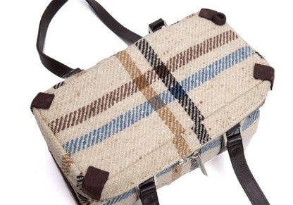 Aquascutum Leather Handle Check Bag Beige