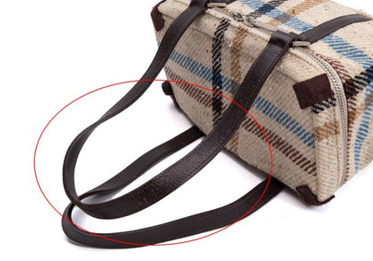 Aquascutum Leather Handle Check Bag Beige