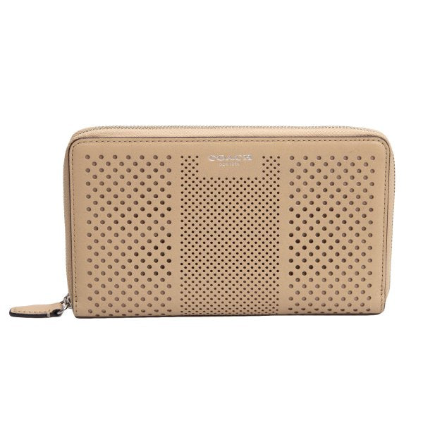 COACH Perforated Design Wallet Beige