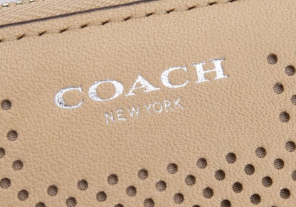 COACH Perforated Design Wallet Beige