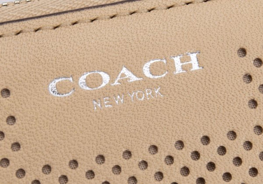 COACH Perforated Design Wallet Beige