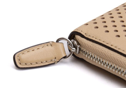 COACH Perforated Design Wallet Beige