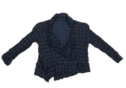 ISSEY MIYAKE HaaT Silk Blend Embroidered Navy Brown Jacket Size 3