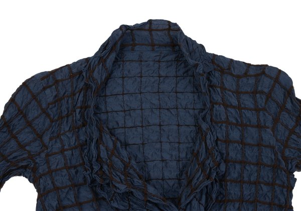 ISSEY MIYAKE HaaT Silk Blend Embroidered Navy Brown Jacket Size 3