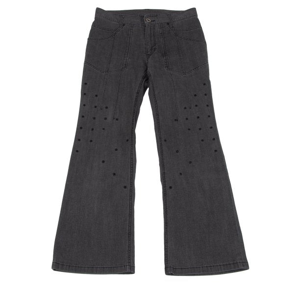 ISSEY MIYAKE HaaT Glitter Eyelet Flare Pants Gray Size 2