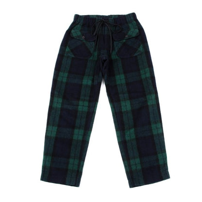 GANRYU Wool Poly Check Bush Pants Green Size S