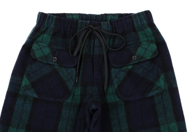 GANRYU Wool Poly Check Bush Pants Green Size S