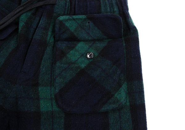 GANRYU Wool Poly Check Bush Pants Green Size S