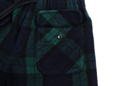 GANRYU Wool Poly Check Bush Pants Green Size S