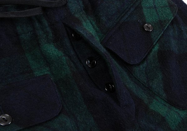 GANRYU Wool Poly Check Bush Pants Green Size S